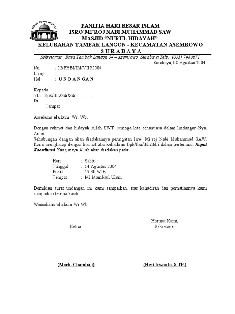 Contoh Surat Resmi Undangan Maulid Nabi Dalam Bahasa Sunda 