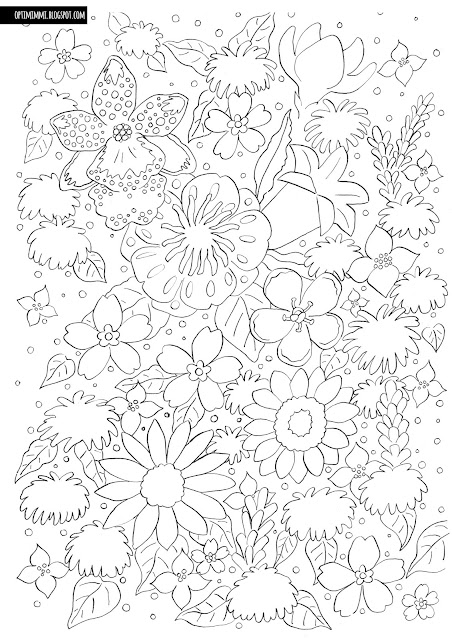 A coloring page of flowers / Värityskuva kukista