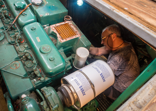 Photo of Phil removing the intercooler on Ravensdale's port engine