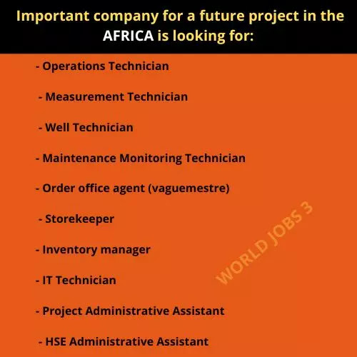 Important company for a future project in the south (Africa) is looking for: