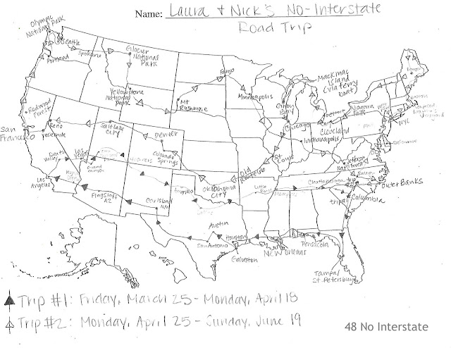 Back Roads Cross Country Road Trip travel route map