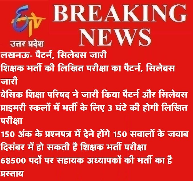 68500 शिक्षक भर्ती की लिखित परीक्षा का पैटर्न, देखें सिलेबस