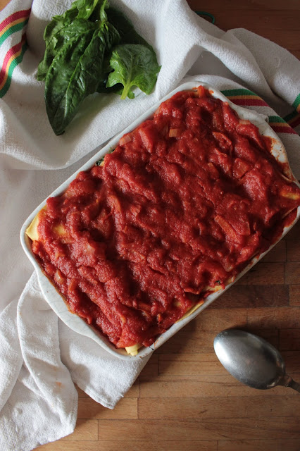 Cuillère et saladier : Cannelloni d'épinards vegan