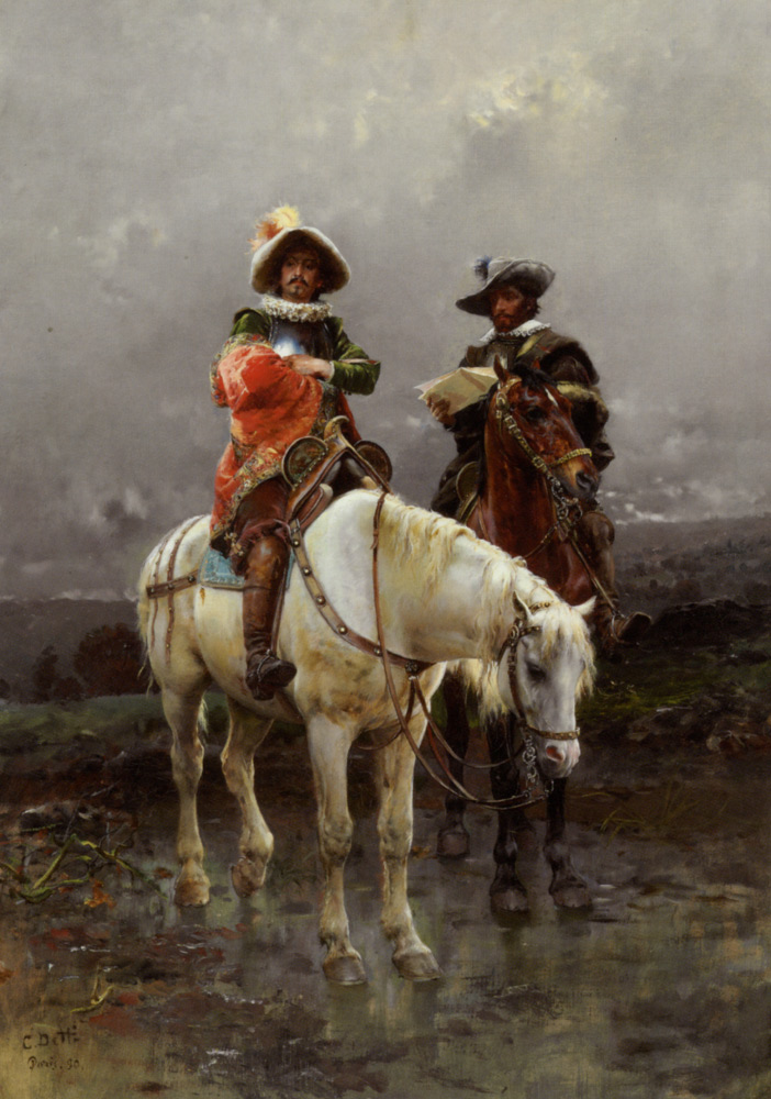 Cesare Auguste Detti: Cavalier sur un cheval blanc, 1890