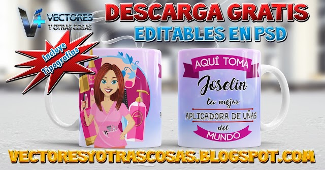 Diseño para sublimar Taza de Aplicadora de Uñas - Tazas de Profesiones