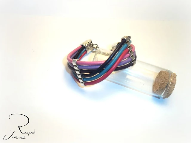 pulsera, cuero, multicolor