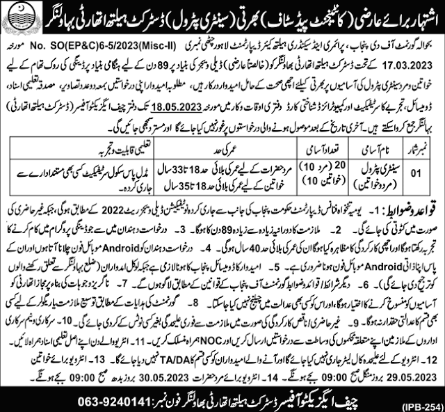 Govt Jobs District Health Authority DHA Bahawalnagar Jobs 2023