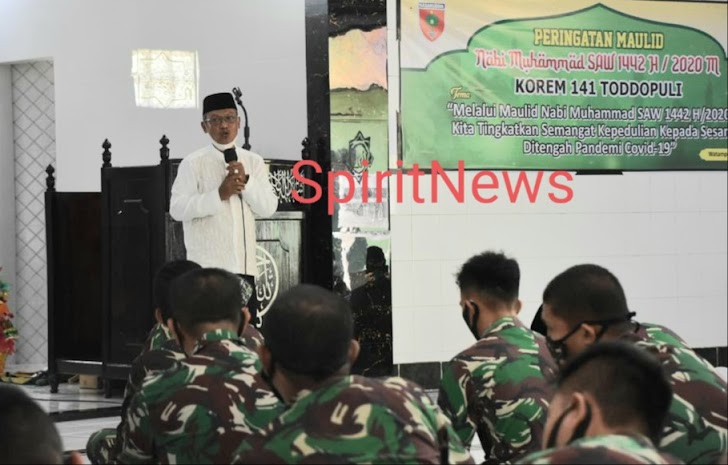 Inilah Amanat Danrem 141/Tp, Di Peringatan Maulid Nabi Besar Muhammad SAW 