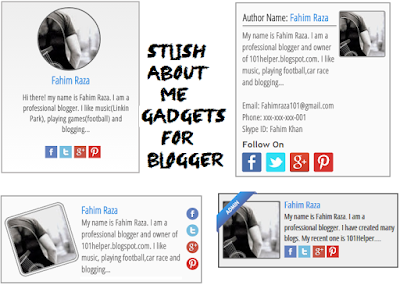 "About me" gadgets with different styles for blogger | 101helper