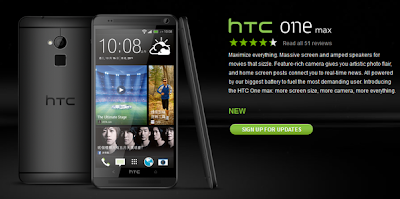 HTC One Max Black color published at the HTC Honk Kong website