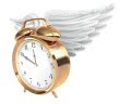 a clock with wings