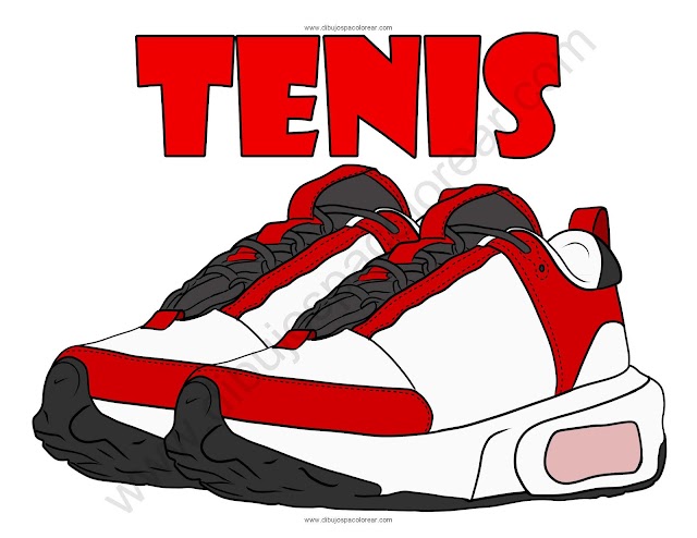 Tenis dibujo a color y para colorear