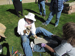 Evergreen Heritage volunteers restoring gravestones at Evergreen Cemetery in Colorado Springs