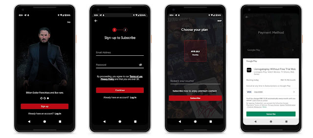 cara langgan aplikasi lionsgate play malaysia dengan harga rm19.90 sebulan