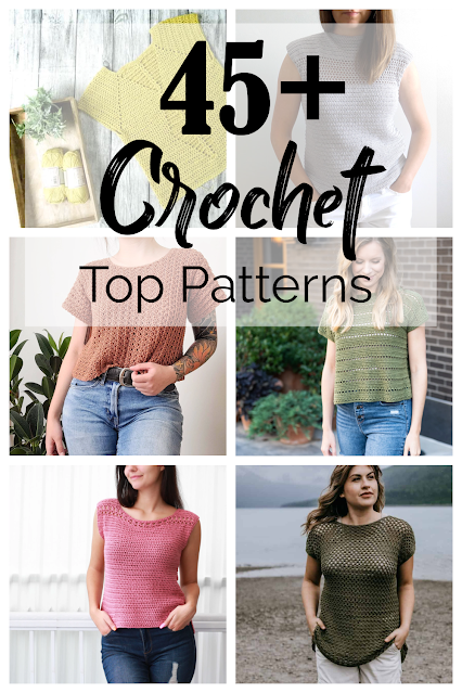 collage of crochet top patterns