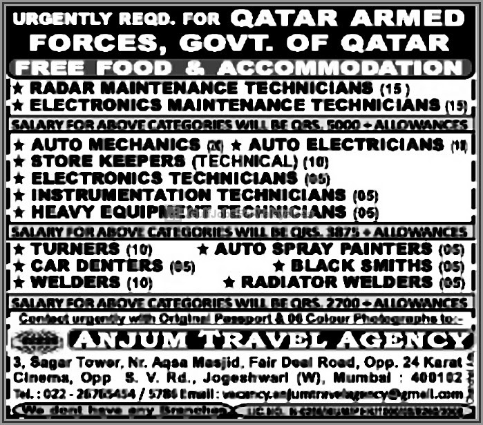 Armed Forces Govt Of Qatar Job Vacancies