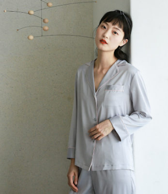 Pajama Women's Comfortable Imitation Silk Two Piece Sleepwear Set