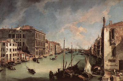 Grand Canal, Looking East from the Campo San Vio (1723) painting Canaletto