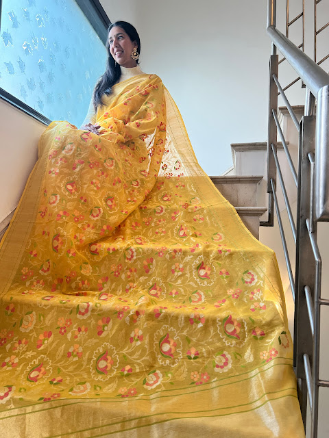 Cotton jamdani Banarasi saree