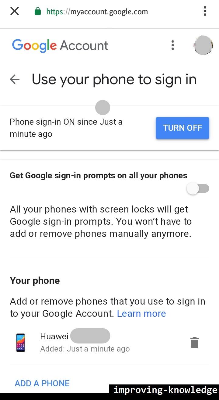 Sign in with your phone instead of a password