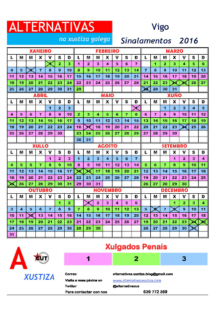 Vigo: Calendario gardas penais 2016