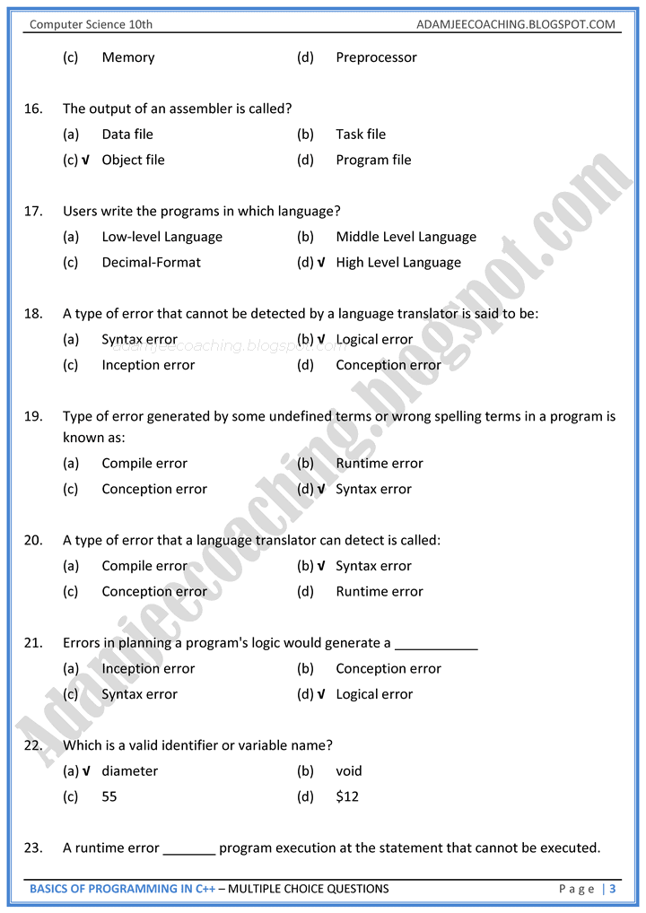 basics-of-programming-in-c++-mcqs-computer-science-10th