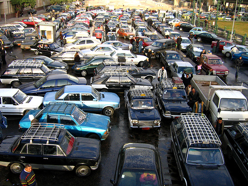 In Cairo, lines on the road are more of a suggestion than the rule ...