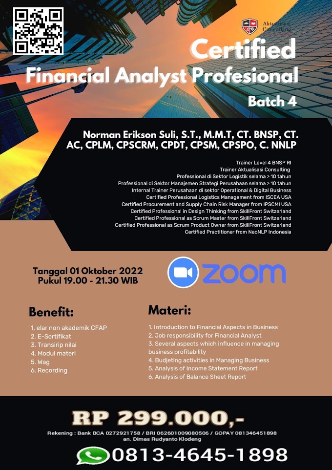 WA.0813-4645-1898 | Certified Finansial Analyst Profesional (CFAP) Batch 4