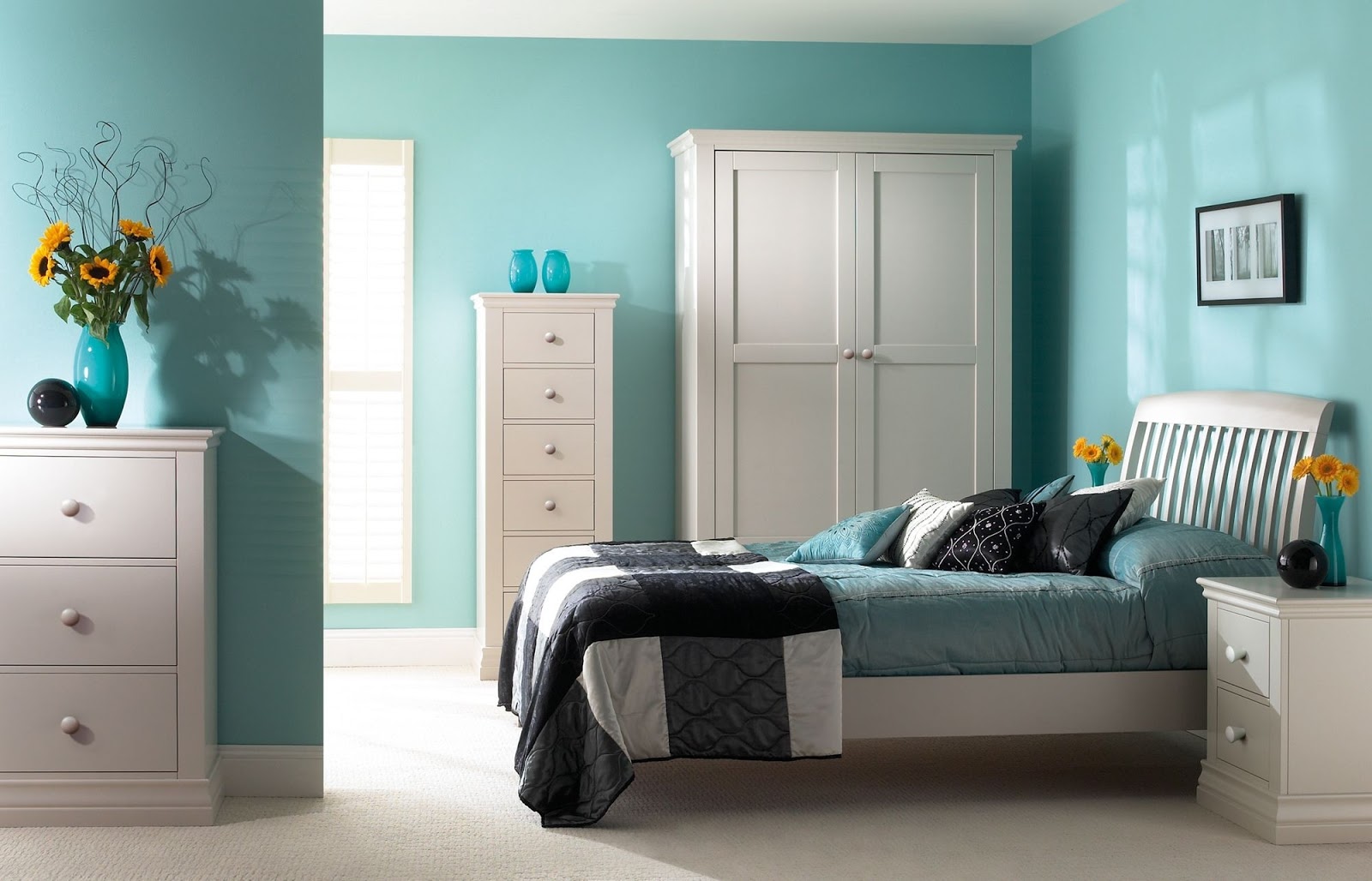 Desain Kamar Tidur Minimalis Dengan Warna Biru Cantik Dan Modern