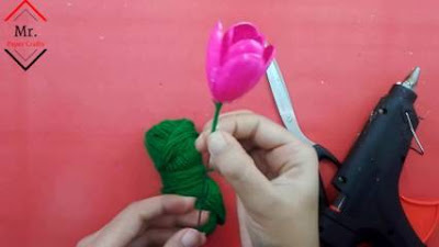  Cara  Membuat  Bunga  Tulip dari  Sendok Plastik  Lengkap 
