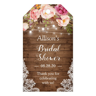  Rustic String Lights Floral Lace Bridal Shower Gift Tags