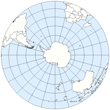 خريطة نصف الكرة الأرضية الجنوبي