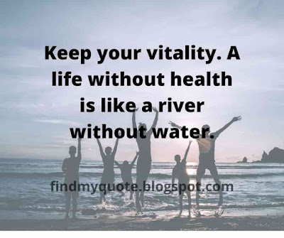 Keep your vitality. A life without health is like a river without water.