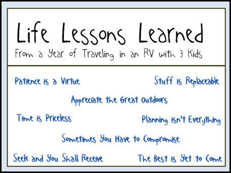 life lessons learned from a year of traveling in an RV with 3 kids