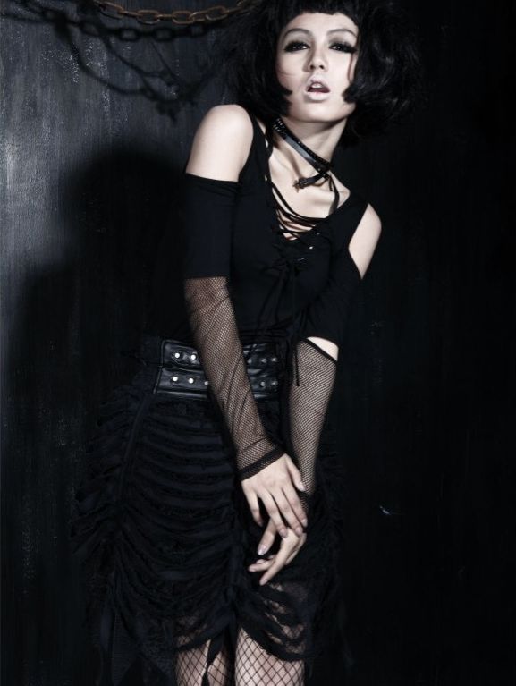 Black Gothic Decadent Punk Skirt for Women