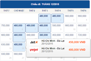 Vé máy bay TPHCM đi Đà Lạt tháng 12