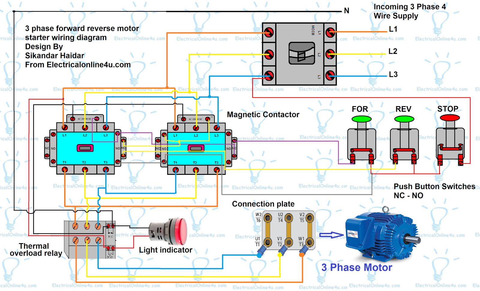 Forward Reverse Motor Control Diagram For 3 Phase Motor