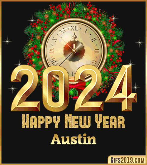 Gif wishes Happy New Year 2024 Austin