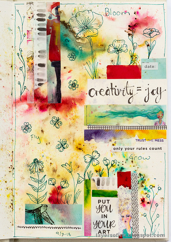 Layers of ink - Tape It Up journal page by Anna-Karin Evaldsson