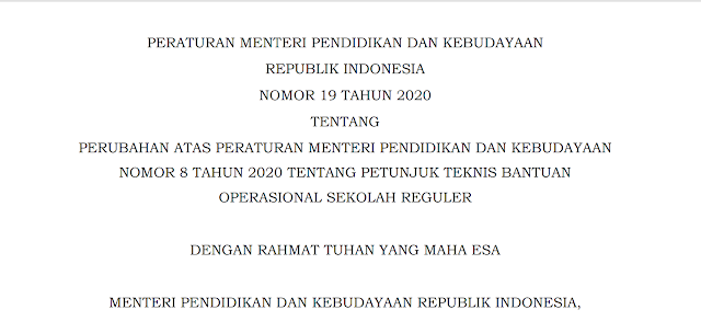 Perubahan juknis bos tahun 2020