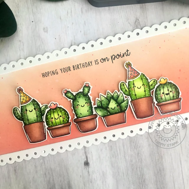 Sunny Studio Stamps: Looking Sharp Slimline Dies Cactus Themed Punny Birthday Cards by Tammy Stark