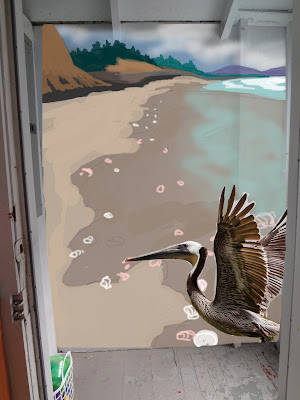 Pelican Mural, Beach Mural Design, Yachats Mural, Oregon Coast Mural