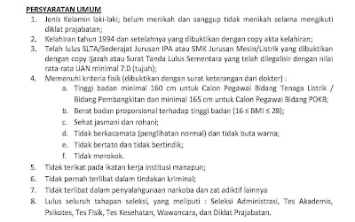 Persyaratan Untuk Mengikuti Lowongan Kerja PLN September 2013