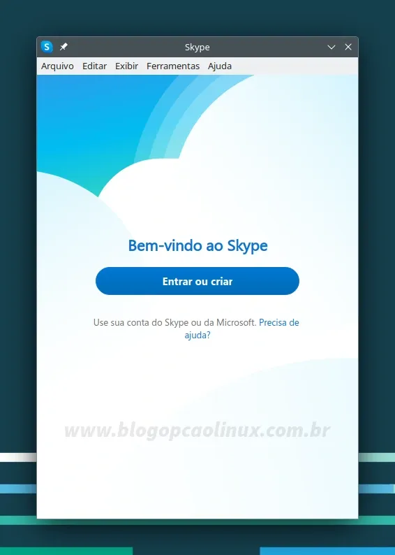 Skype executando no openSUSE Leap 15.5