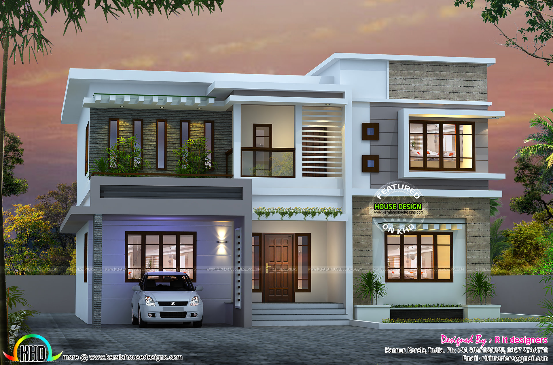 Attractive 4  bedroom  flat  roof  house  Kerala home  design 