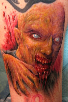 Gruesome Zombie Tattoo Seen On lolpicturegallery.blogspot.com