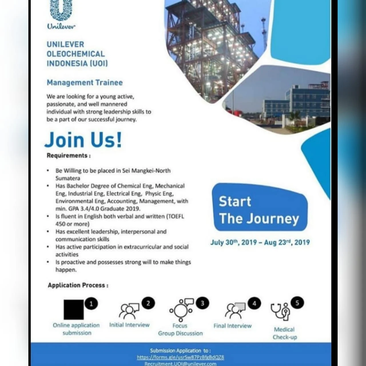 Lowongan Kerja Management Trainee Program PT Unilever Oleochemical Indonesia Hingga 23 Agustus 2019