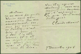 A handwritten letter from Monet.