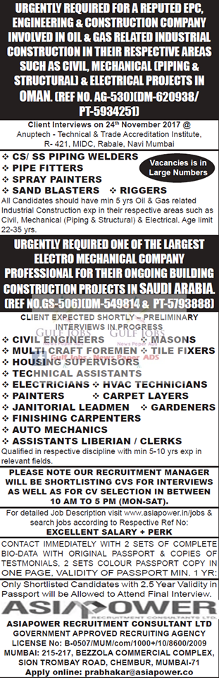  Construction company Oil & gas  jobs for KSA