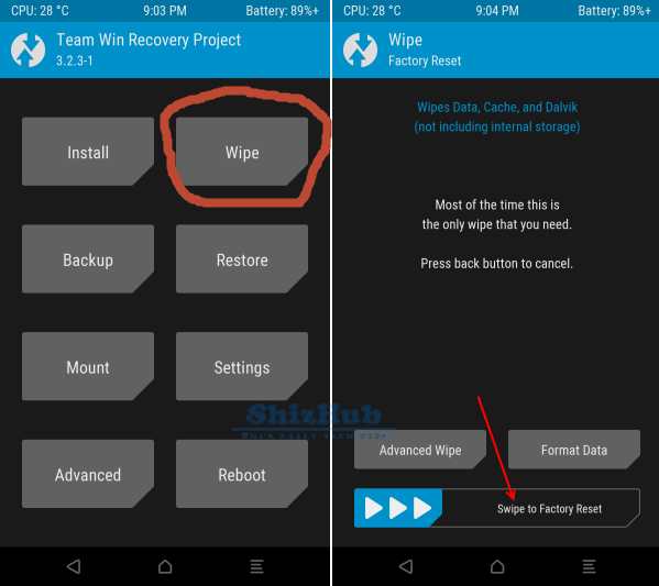 TWRP Factory Reset